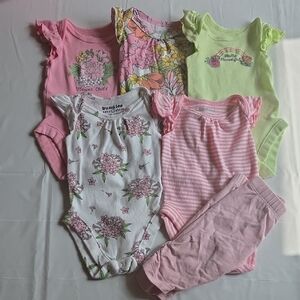 Bundles Baby Place Preemie Up To 7 Lb Bundle of Floral and Striped Bodysuits